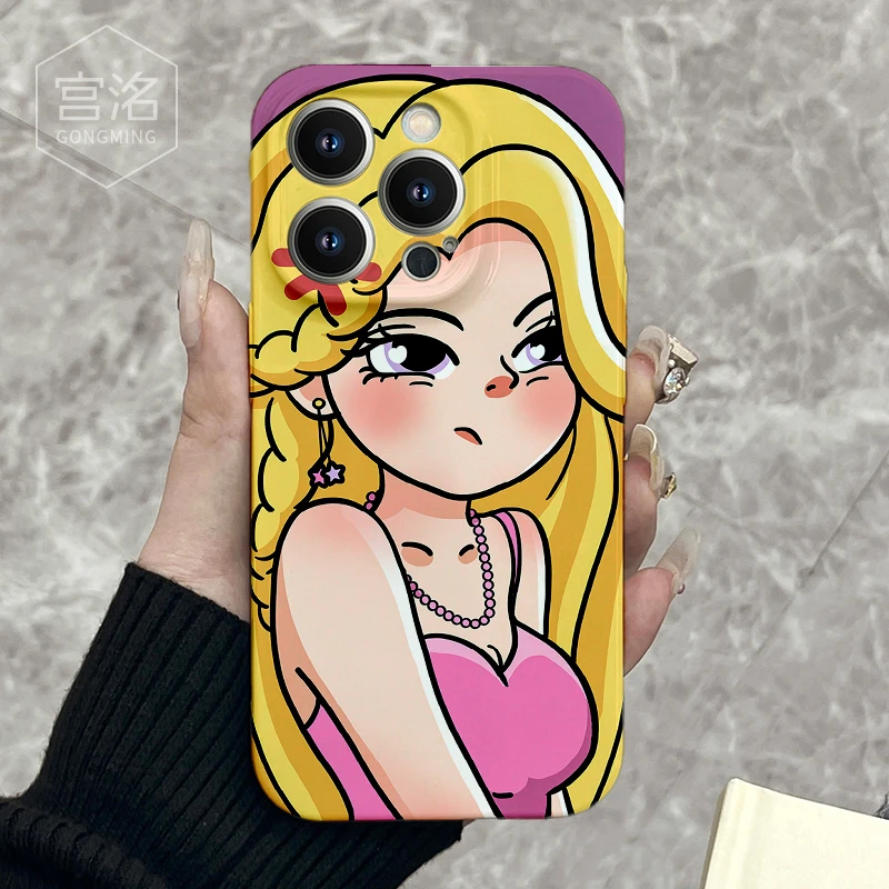 生气芭比女孩全包卡通苹果14菲林壳iphone13promax/12/11手机壳xs
