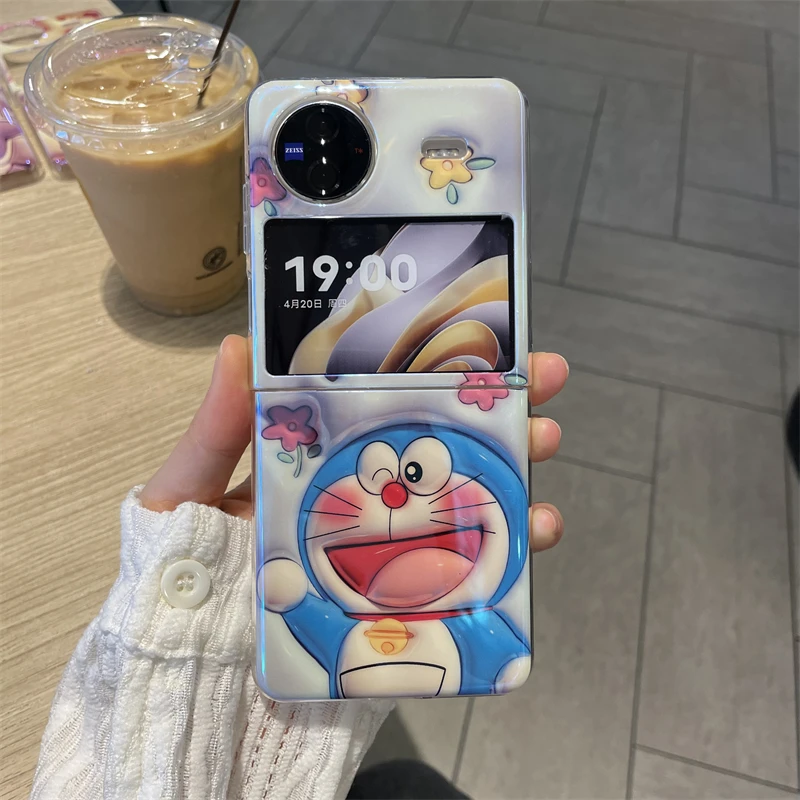 创勒vivoxflip手机壳轻薄VIVOXFlip保护壳可爱卡通叮当猫蓝光折叠