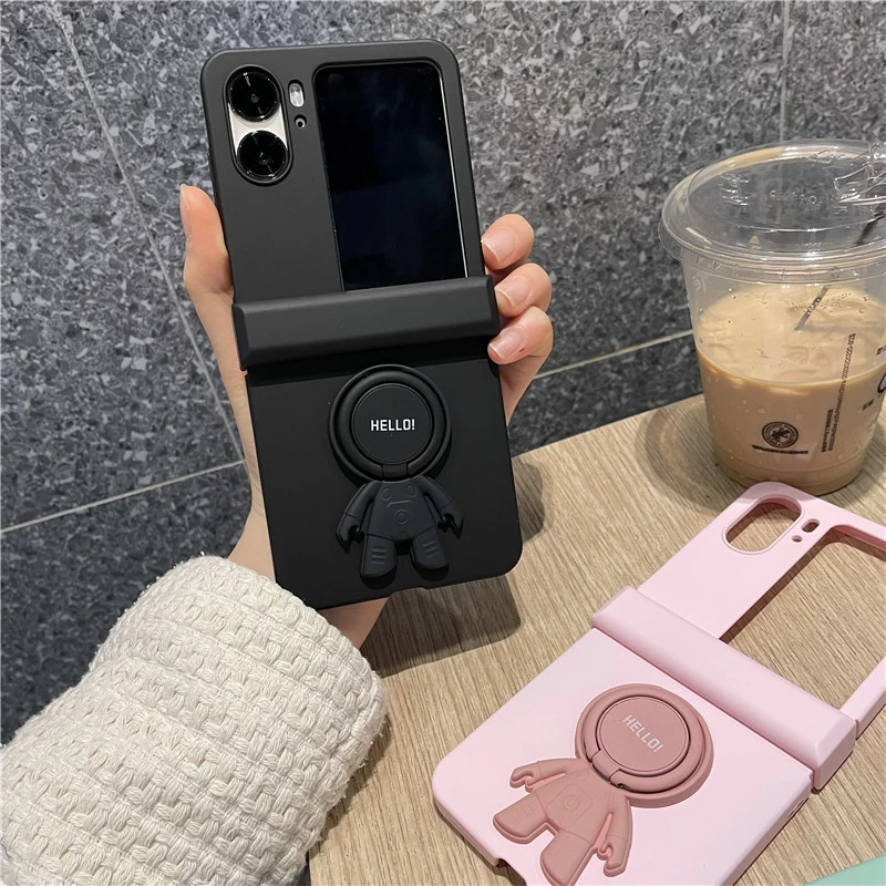 适用于oppofindn2flip手机壳太空人支架铰链N2Flip折叠屏超薄磨砂