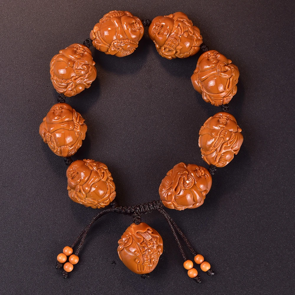 苏工手工橄榄核铁核八宝弥勒手串手链