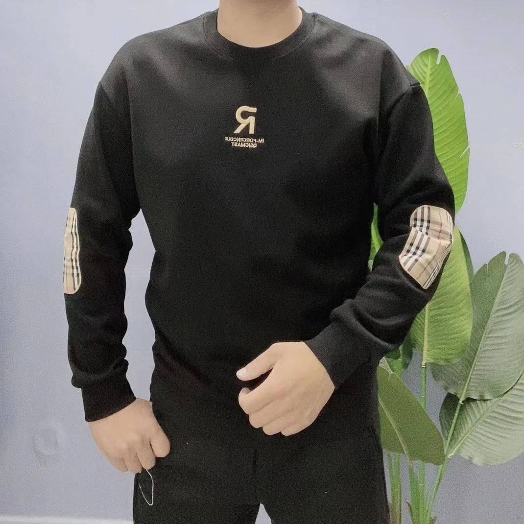 秋冬款男士时尚百搭休闲圆领套头刺绣【R】卫衣加绒加厚休闲宽松