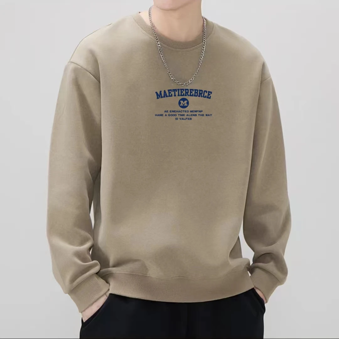 秋冬季新款男士圆领长袖字母卫衣潮流时尚休闲百搭套头运动【M】