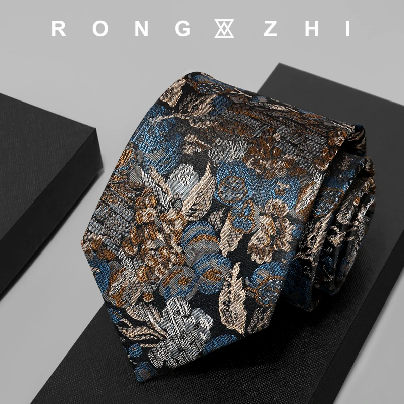 戎致真丝复古花纹西装衬衫领带男士高端款痞帅高级感正装商务手打