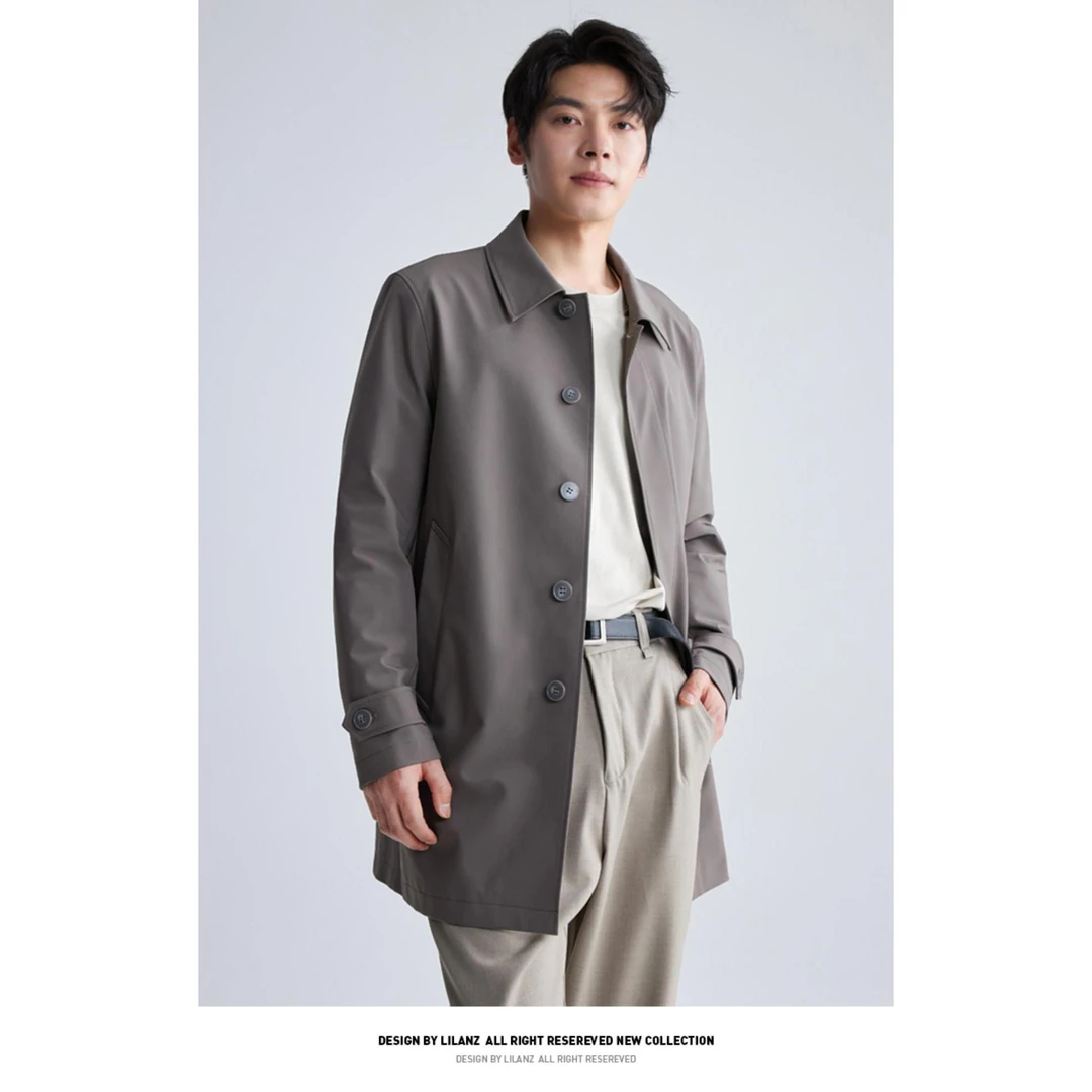 利郎风衣长款 男士春秋时尚中长款【商务】纯色