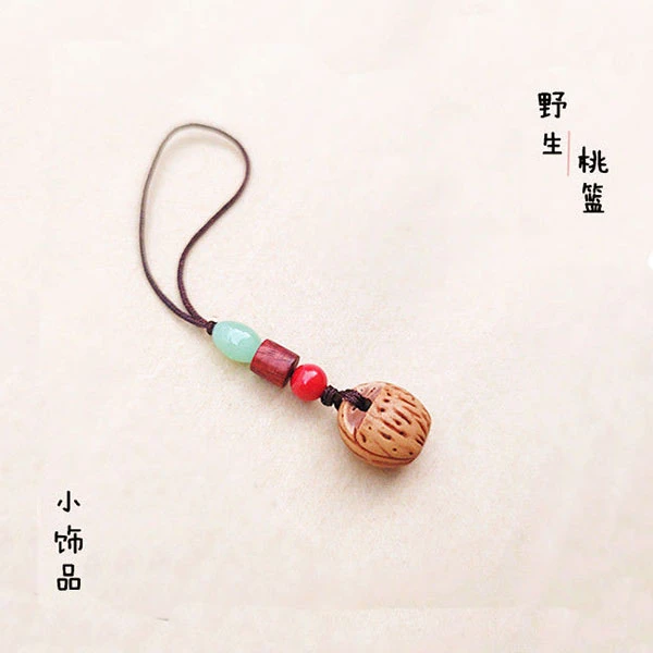 桃木梅花手机链短款女桃核挂坠手机U盘钥匙挂件男小桃蓝挂饰