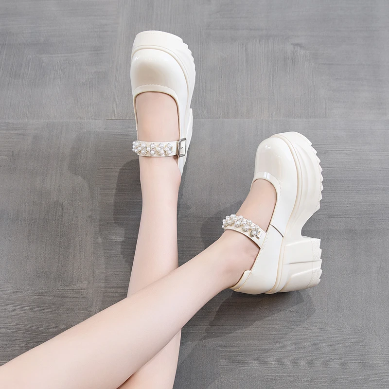 【小辣椒公主10CM增高跟】玛丽珍鞋女小个子粗跟浅口单鞋仙女风凉鞋