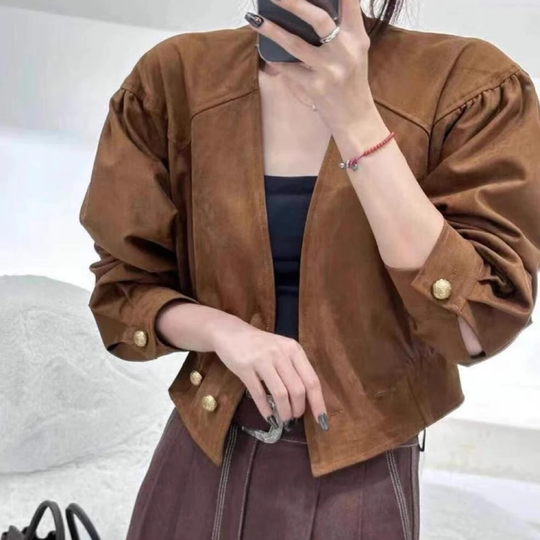 深圳MMOUHUO早秋新款夹克领开衫短款外套