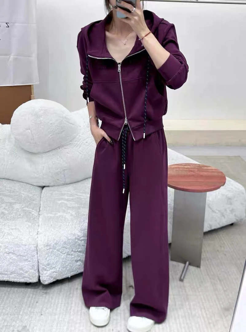 深圳MMOUHUO早秋新款抽绳连帽收口卫衣松紧休闲裤套装