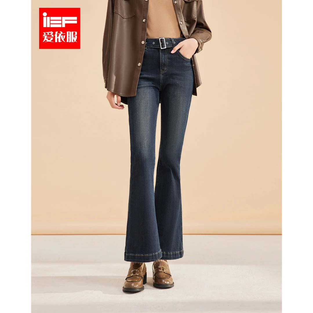 IEF/爱依服长裤2025秋季新款法式简约成熟女人味气质牛仔喇叭裤
