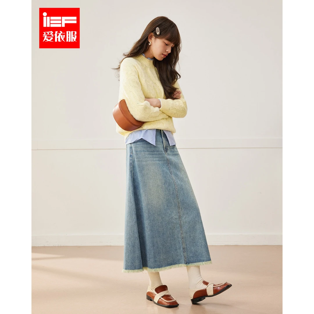 【商场同款新品】IEF/爱依服2025春季新款港风显瘦牛仔单裙欧若风