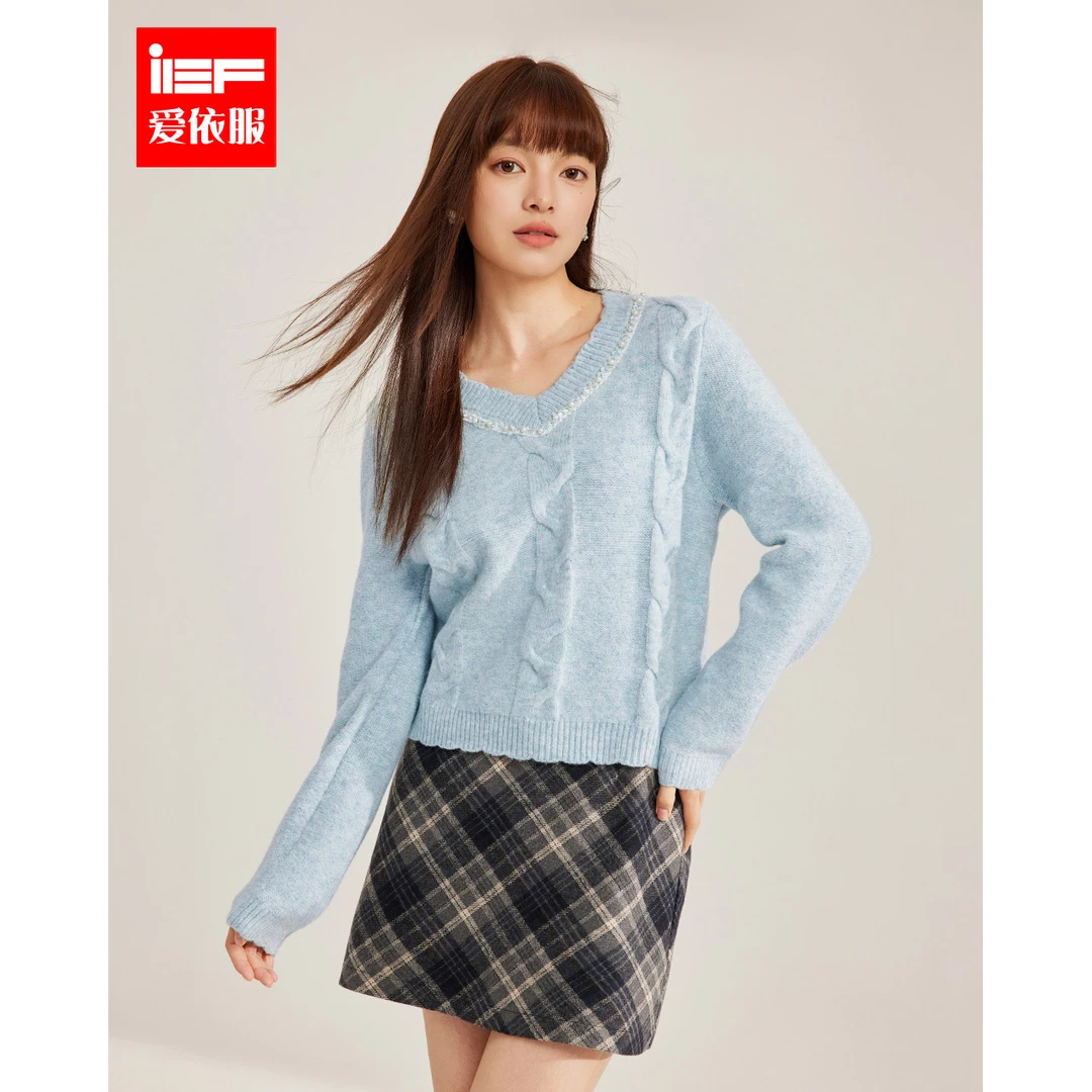 IEF/爱依服针织衫2025秋冬新款法式温柔淑女风减龄百搭毛织上衣