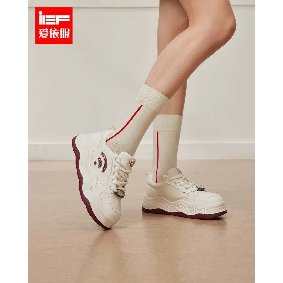 IEF/爱依服时尚女鞋2025秋季新款韩版休闲风百搭低帮厚底小白鞋