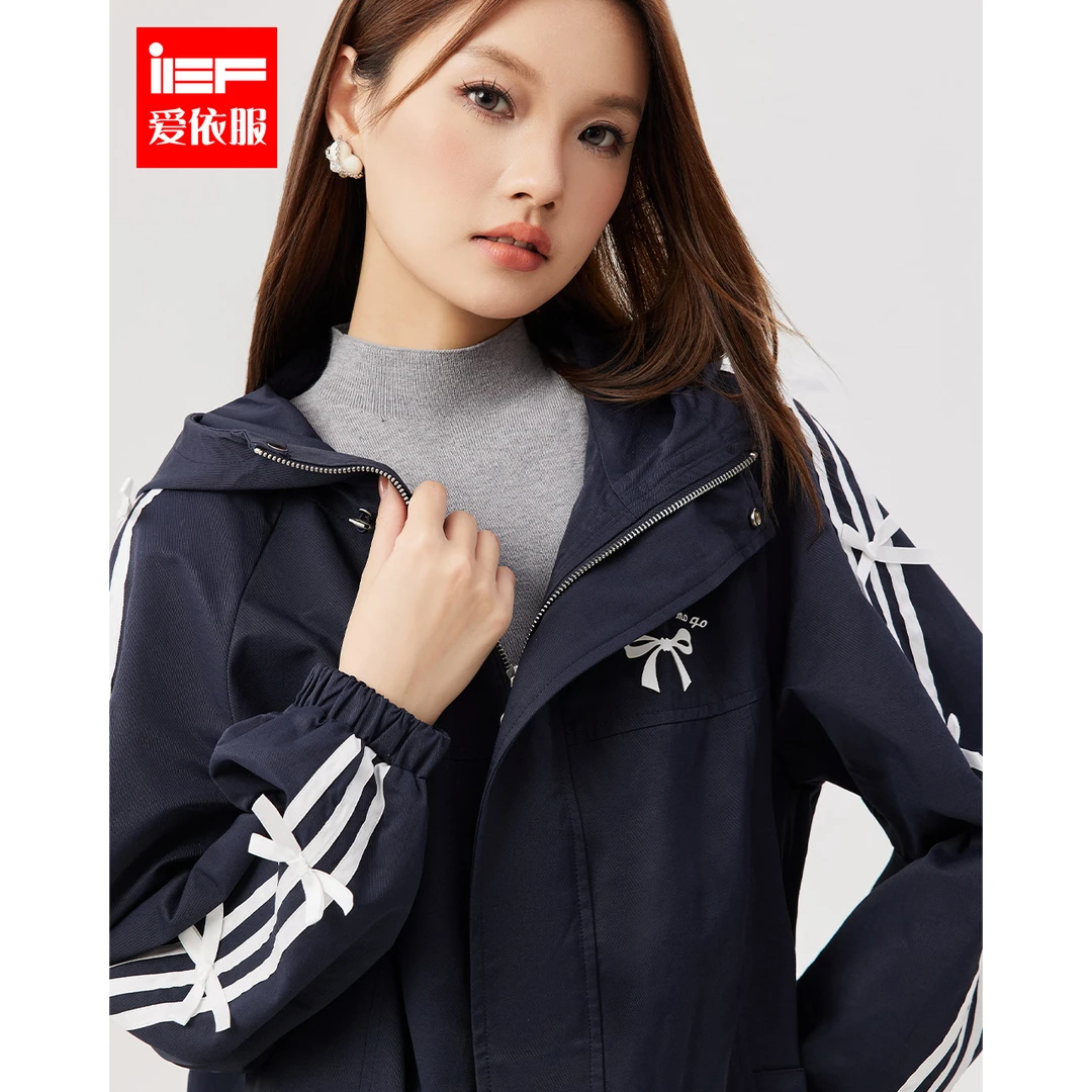IEF/爱依服2025秋季新款时尚蝴蝶结设计长袖宽松别致设计上衣外套