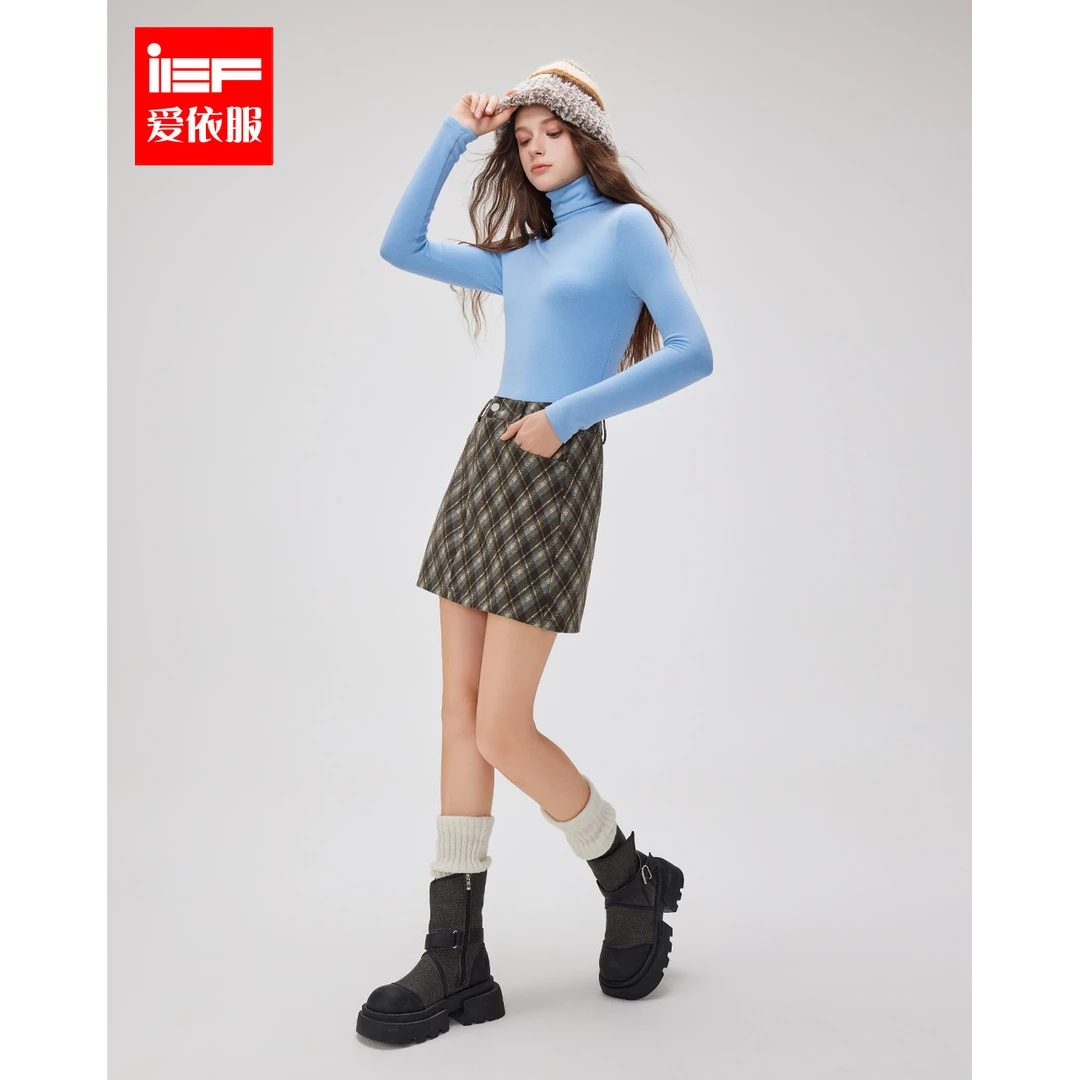 IEF/爱依服半身裙2025冬季新款韩系风复古气质通勤百搭显瘦A裙