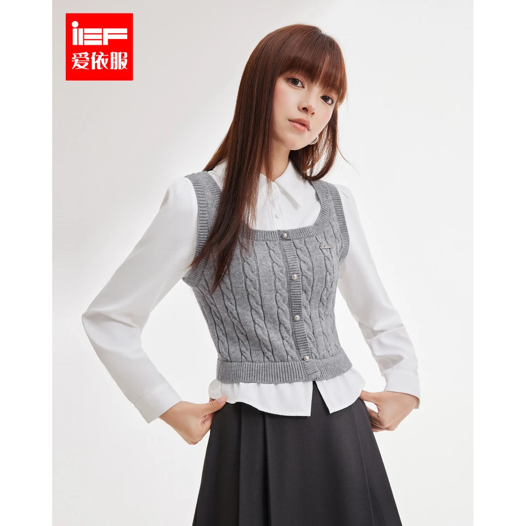 IEF/爱依服2025秋季新款法式温柔风气质别致设计百搭休闲毛织上衣