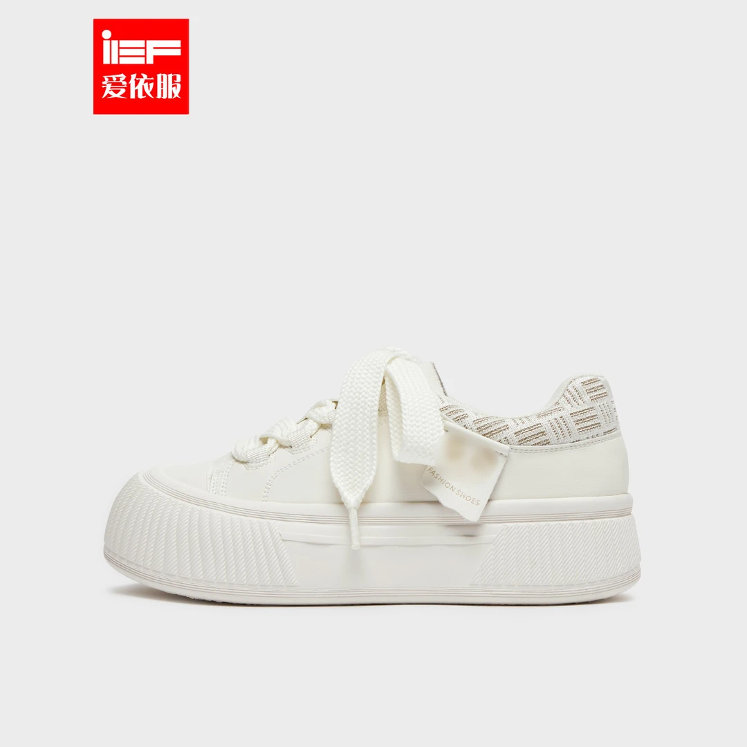 IEF/爱依服女鞋2024春季新款时尚韩版低帮厚底增高休闲百搭小白鞋