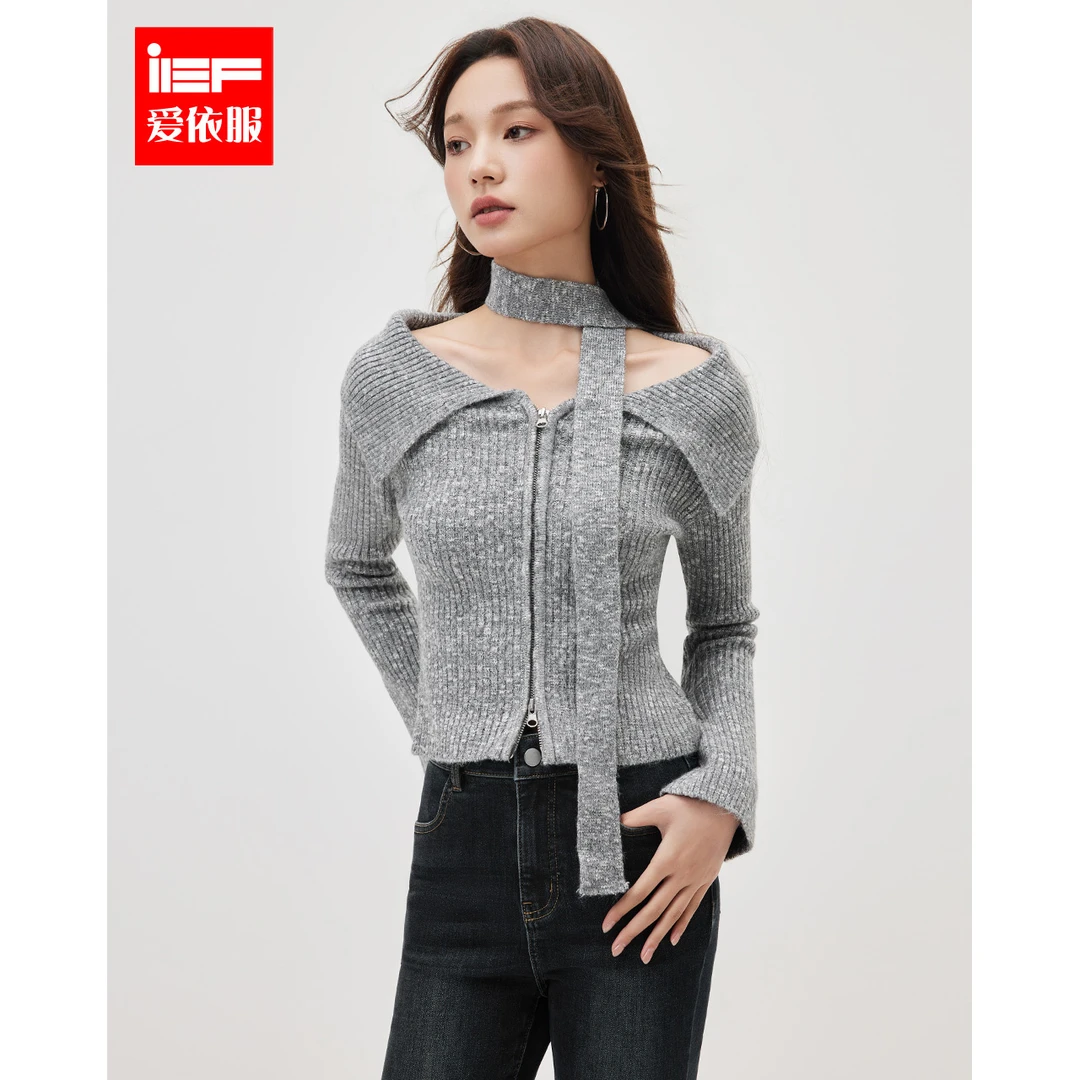 IEF/爱依服2025冬春季新款法式纯欲性感辣妹气质修身百搭毛织上衣