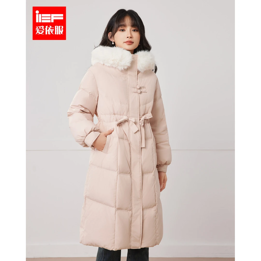IEF/爱依服2025冬季新款百搭保暖简约小众设计羽绒长外套流光风