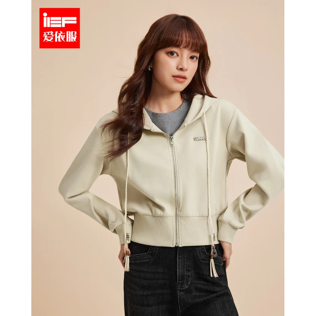 IEF/爱依服2025秋季新款韩版时尚休闲运动风连帽设计百搭卫衣外套