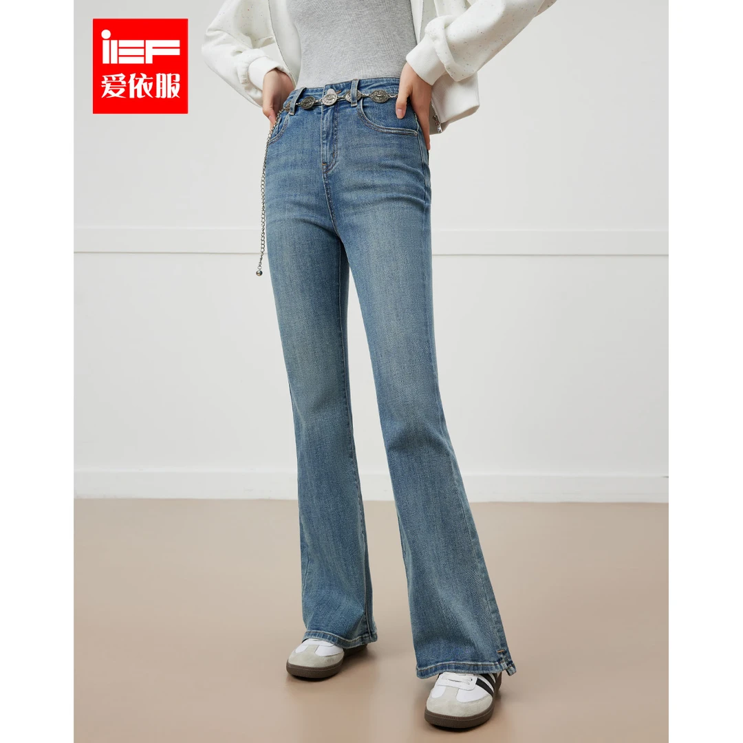 IEF/爱依服2025秋季新款显瘦牛仔喇叭裤欧若风流光风