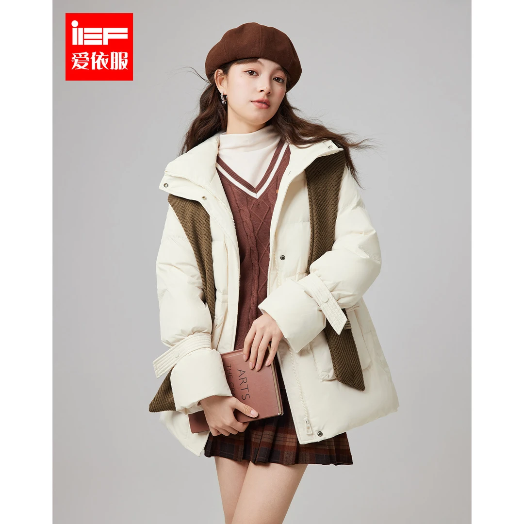 IEF/爱依服2025冬季新款韩版小众设计通勤百搭保暖羽绒外套流光风