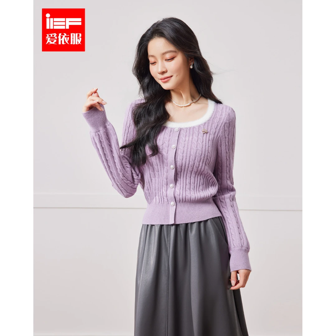 IEF/爱依服2025秋季新款时尚法式温柔风设计感小众显瘦毛织上衣
