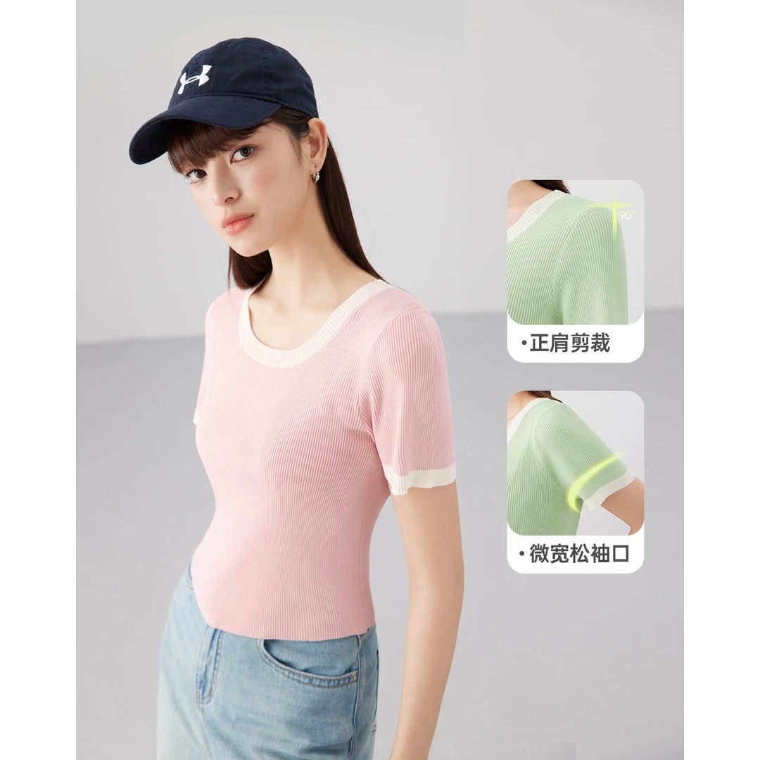 IEF/爱依服2024夏季新款修身显瘦圆领短袖衫女【高能感】