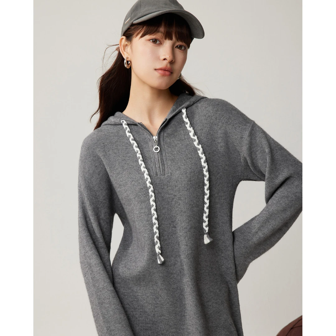 IEF/爱依服2025秋冬新款【DNA系列】chic休闲慵懒风毛织长连衣裙