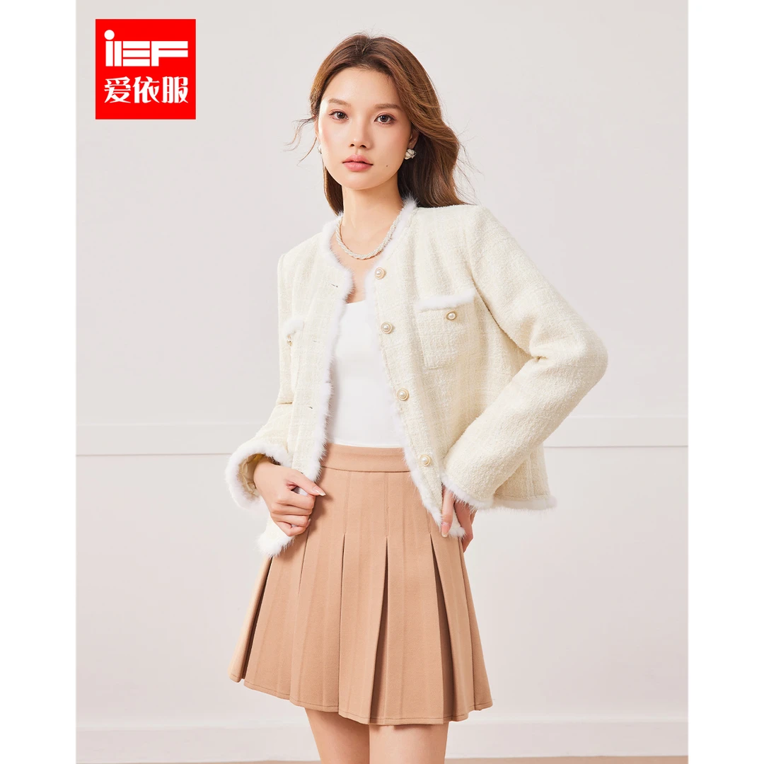 IEF/爱依服2025冬季新款法式小香风高级感时尚名媛气质短款外套