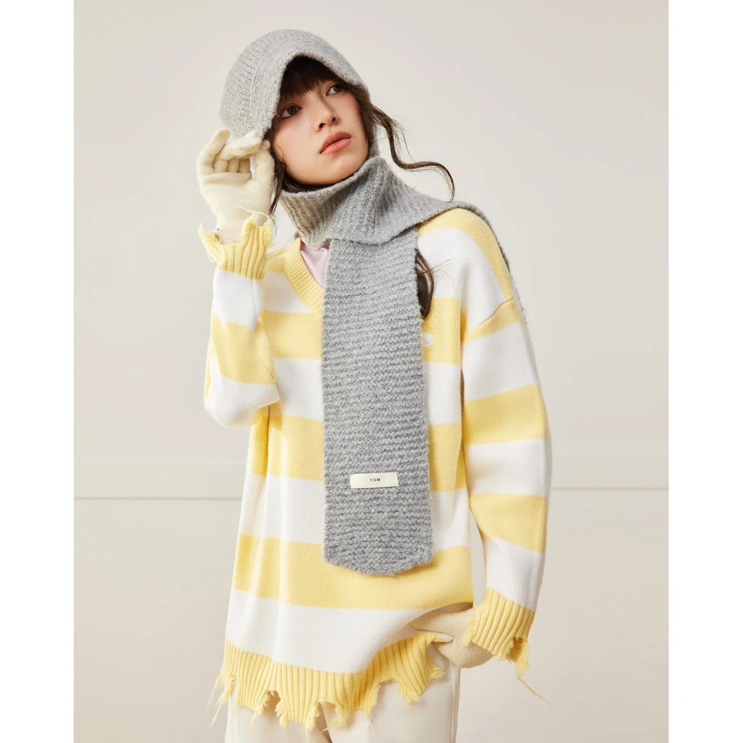 IEF/爱依服毛衣2025秋冬新款韩版条纹宽松显瘦慵懒风毛织中上衣