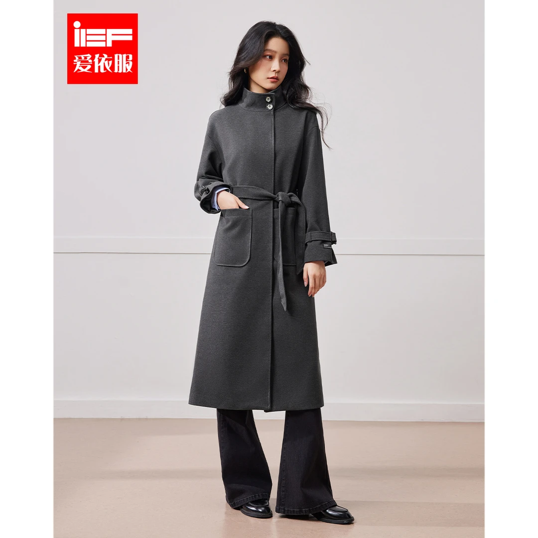 IEF/爱依服2025冬季新款时尚欧美复古风百搭显瘦高级感呢绒长外套