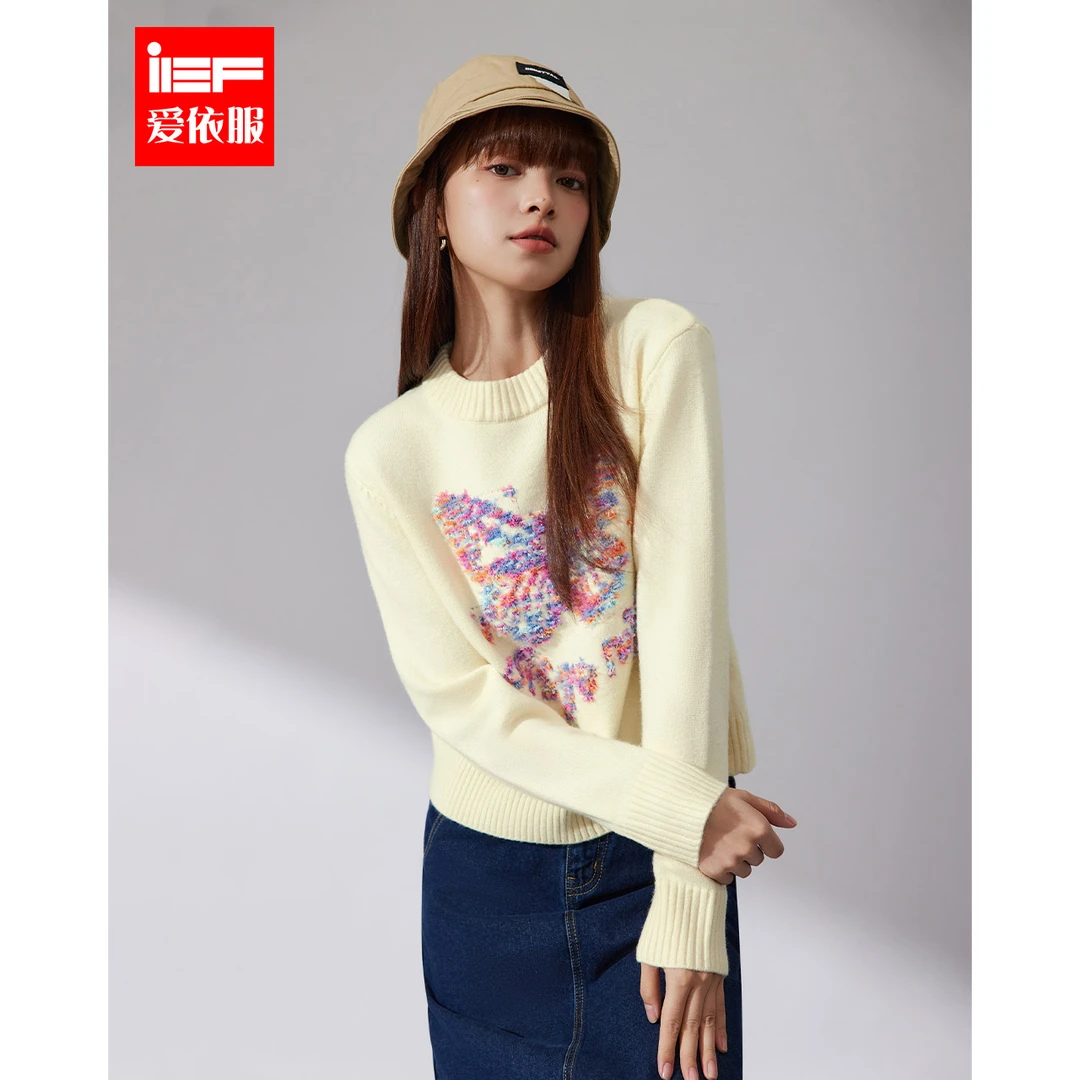 IEF/爱依服2025秋季新款时尚百搭别致设计蝴蝶小众毛织上衣