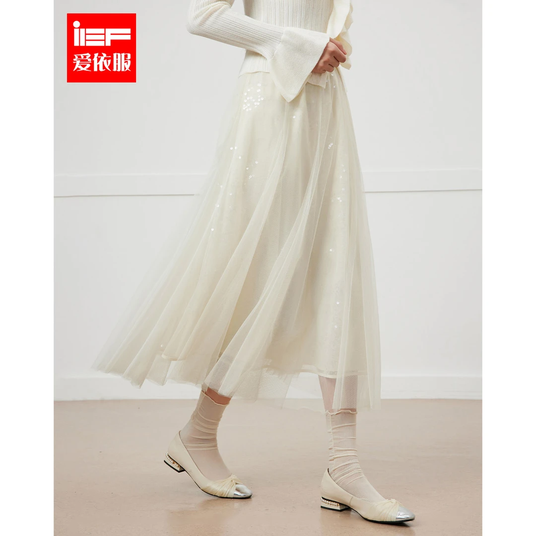 IEF/爱依服半身裙2025春季新款法式温柔小女人气质百搭网纱单裙