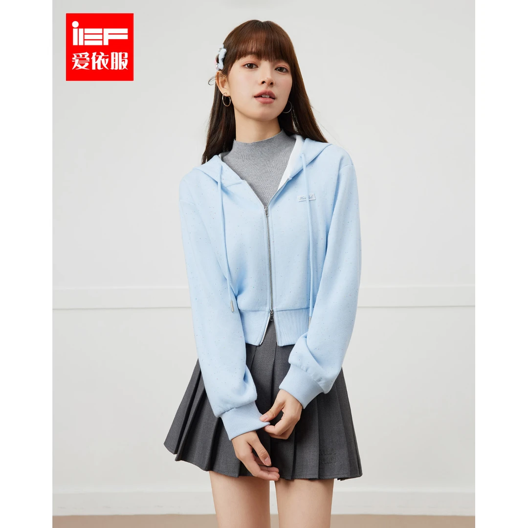 【商场同款新品】IEF/爱依服2025春季新款连帽短款卫衣外套欧若风
