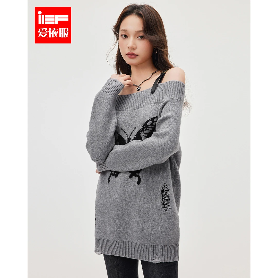 IEF/爱依服2025秋季新款韩系氛围感慵懒百搭显瘦别致毛织中上衣