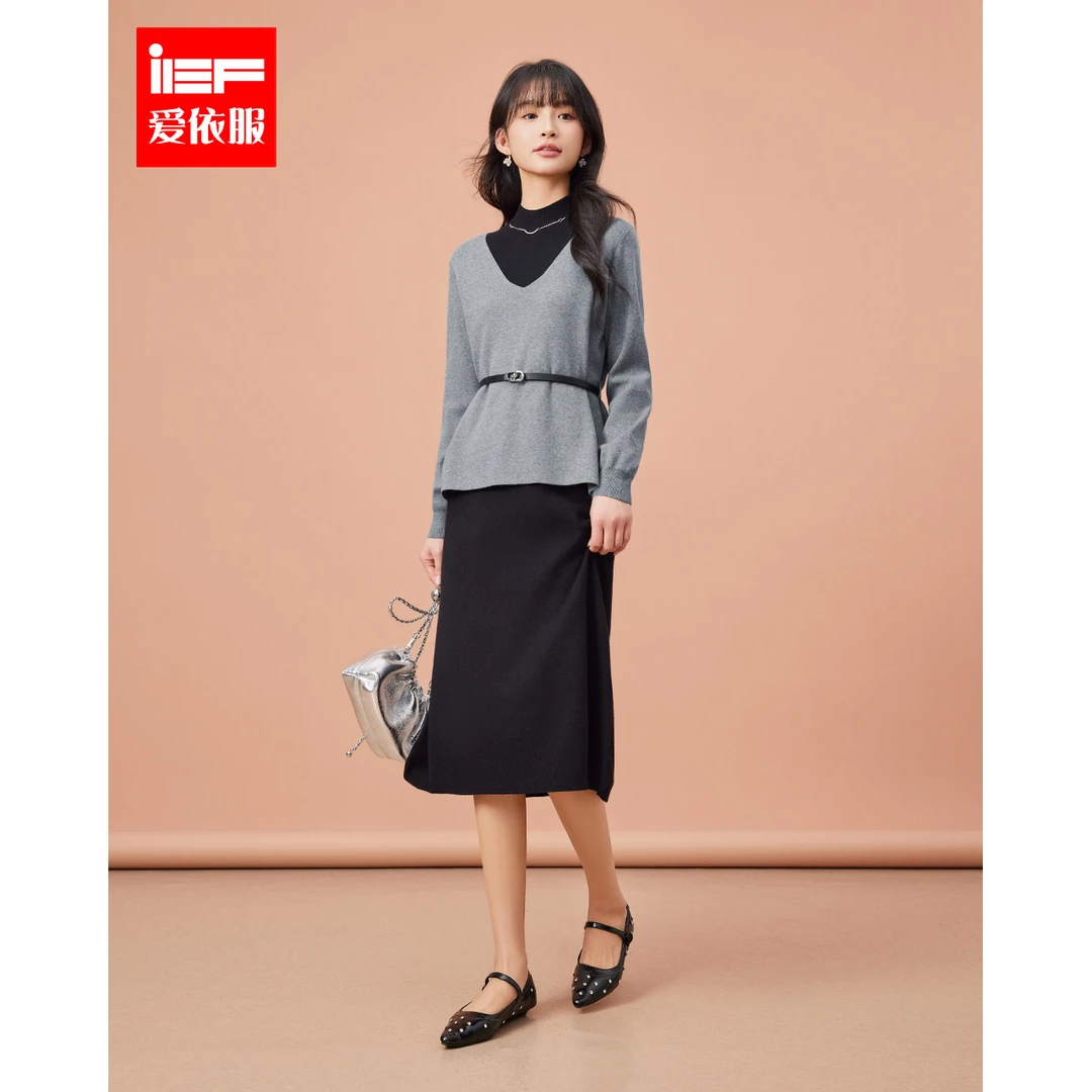 IEF/爱依服【小个子】套装2025秋冬新款成熟优雅气质毛织里外套裙