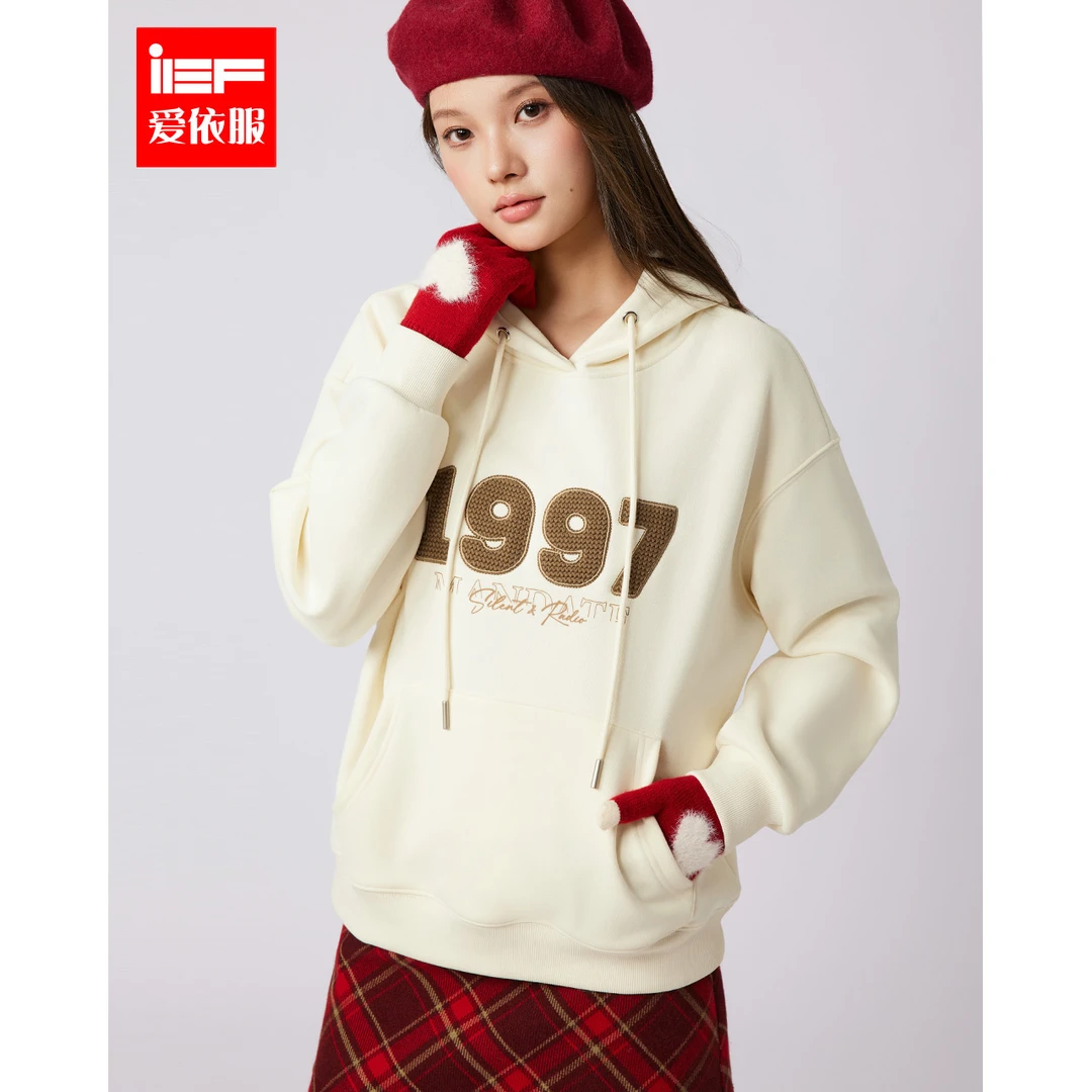 IEF/爱依服上衣2025秋冬新款韩系风时尚休闲通勤百搭加绒保暖卫衣