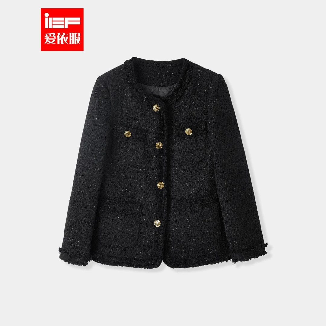 IEF/爱依服爱依服大码毛呢短外套翻领小个子长款高级女大衣上档次