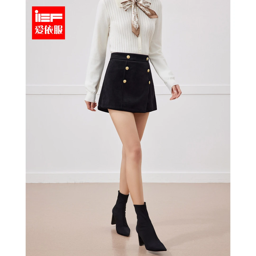 IEF/爱依服2025秋季新款时尚双排扣设计感显瘦A字短款高腰裤裙