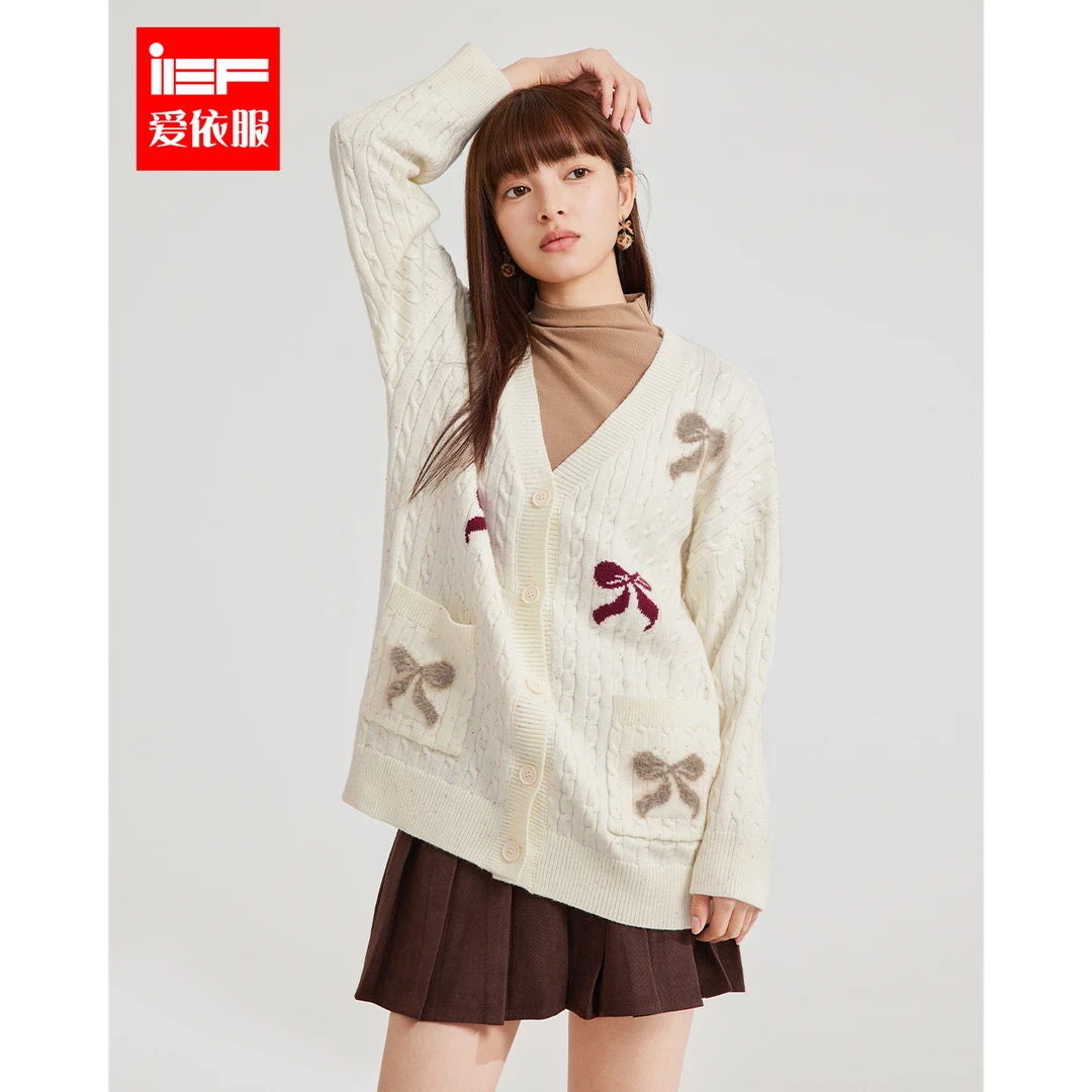 IEF/爱依服2025秋季新款时尚甜美可爱风减龄氛围感百搭毛织中外套