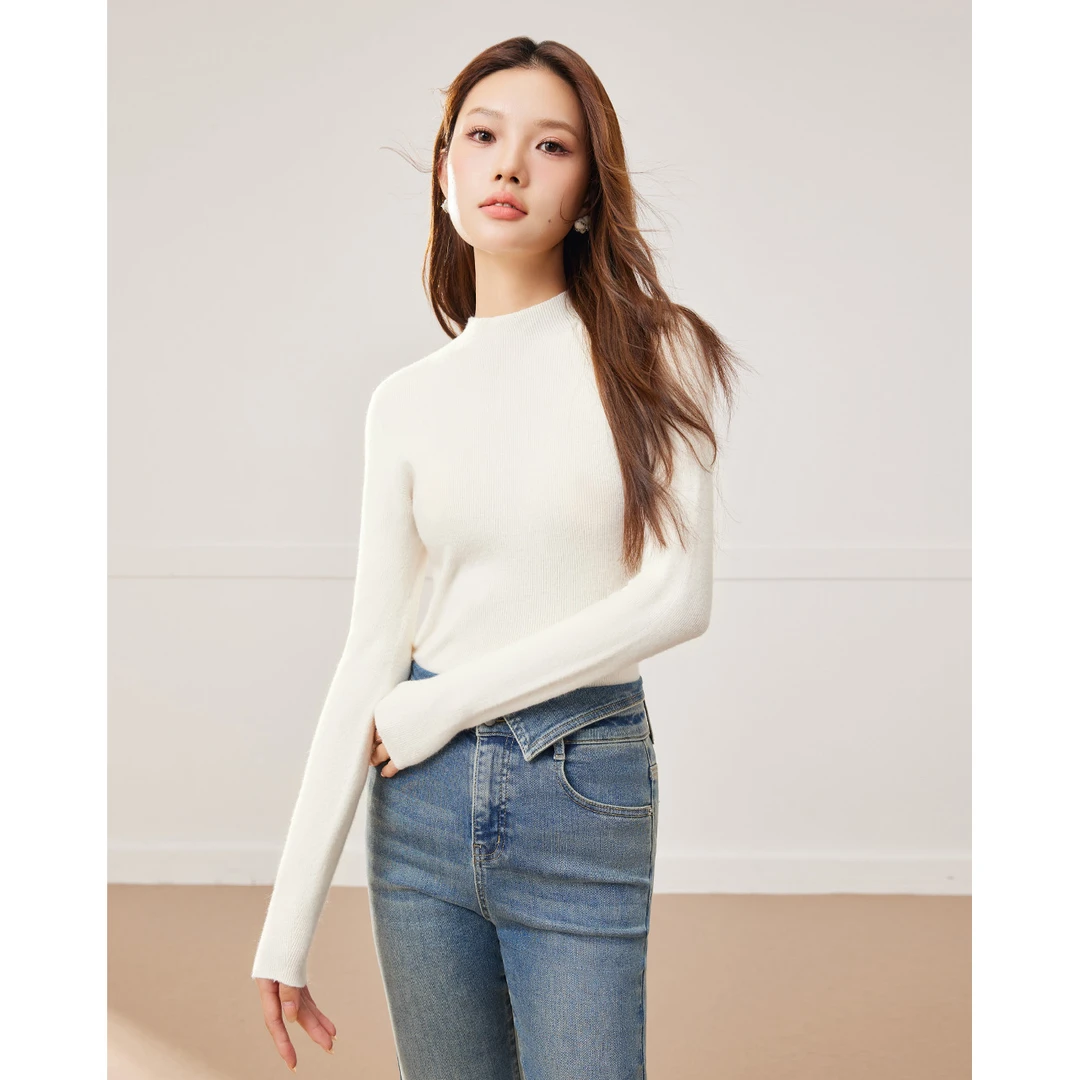 IEF/爱依服上衣2025冬季新款简约纯色百搭通勤气质保暖毛织打底衣