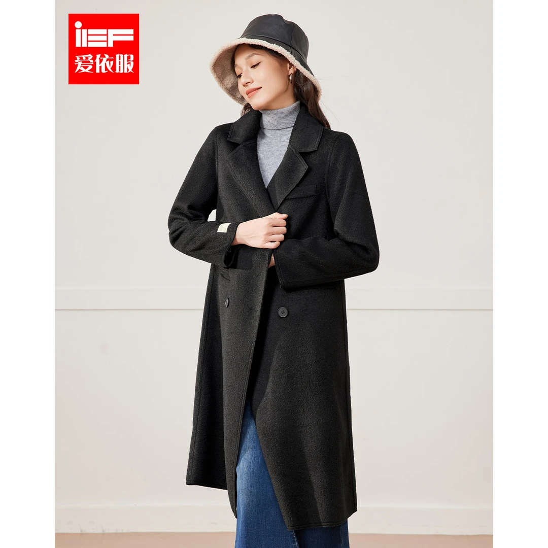 IEF/爱依服2025秋季新款时尚高级感宽松韩版甜美大码呢绒长外套