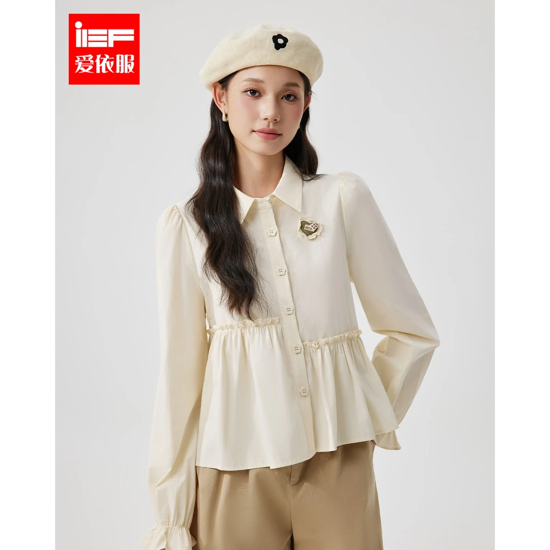 IEF/爱依服上衣2024秋季新款韩版甜美少女气质减龄通勤百搭衬衫