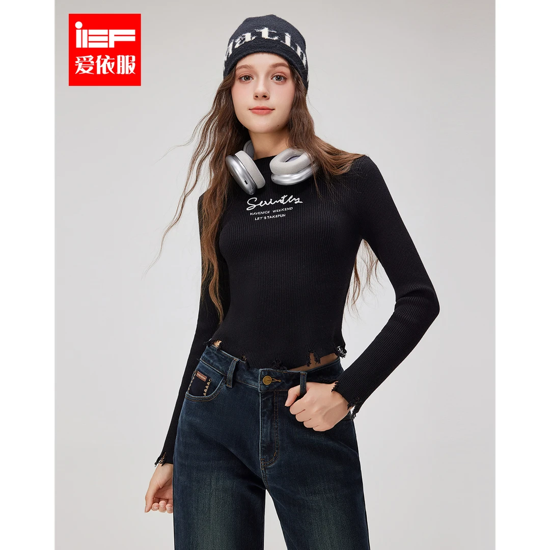 IEF/爱依服2025秋冬新款美式甜酷时尚辣妹气质个性百搭针织上衣