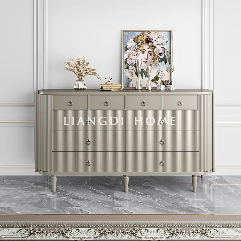 后现代美式轻奢实木玄关柜装饰柜九十斗柜卧室储物柜边柜入户墙柜