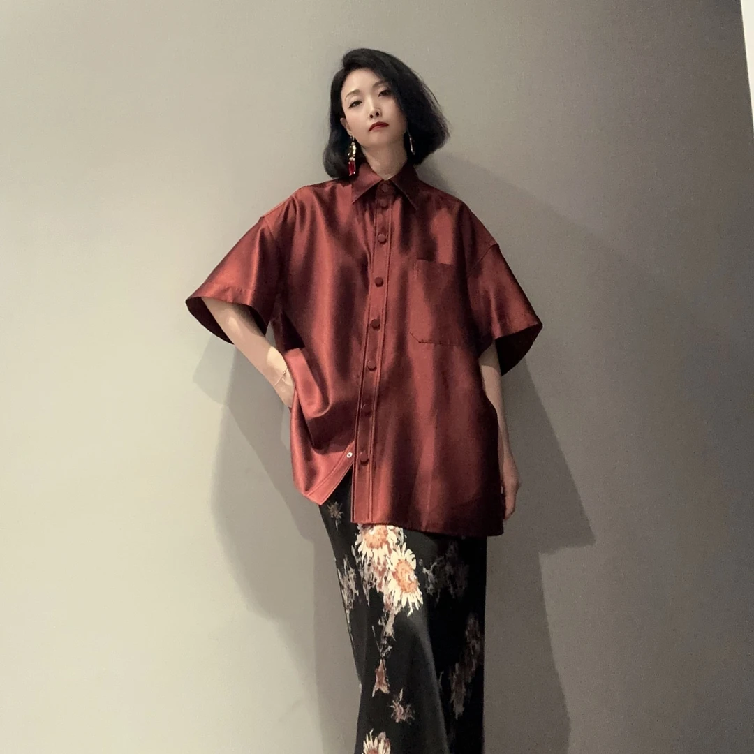 【趣味焦糖】简约大廓型半袖气质休闲衬衫MT9245