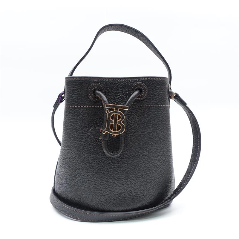 99新 BURBERRY/博柏利 黑色抽绳水桶手提单肩包/T_ZY0000369031