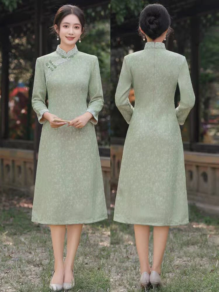 恬子梦 T502 冬季新款 稻香 裙长110 长袖加厚 旗袍