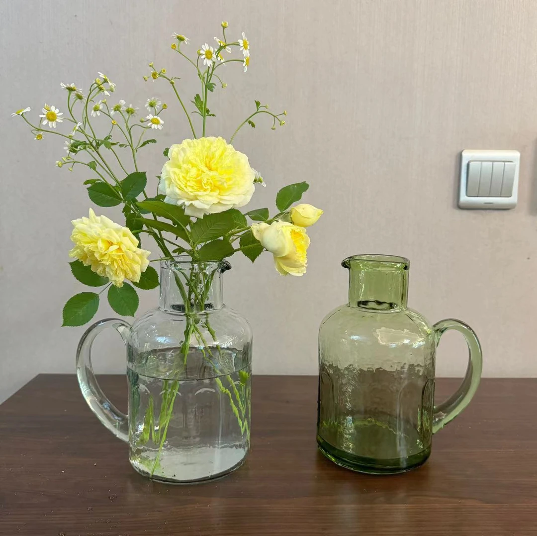 【水壶玻璃花瓶】小清新网红带把手造型玻璃花瓶百搭轻奢简约花器