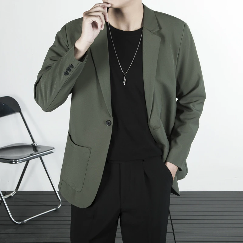 微阔轻奢设计感痞帅潮流小西装男士宽松帅气百搭休闲外套商务男